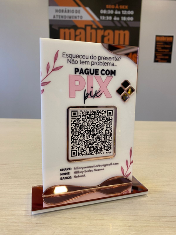 PLACA PIX - COM ACRÍLICO ESPELHO