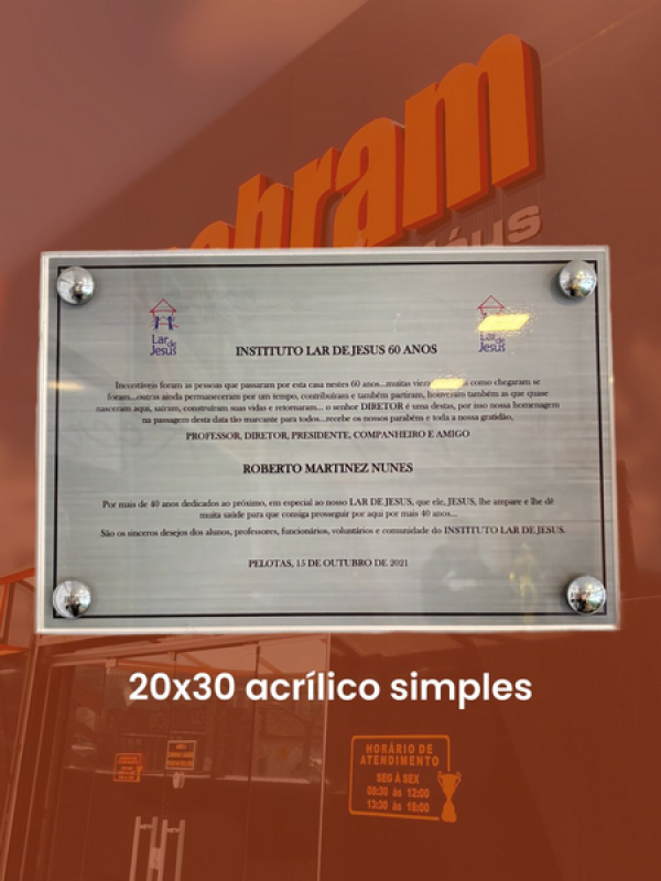 PLACA DE PAREDE 20X30 - 1 ACRÍLICO 