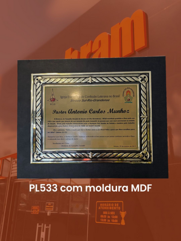 PLACA DE PAREDE - PL533 - DOURADA 
